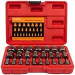PANOVOS 25Pcs Screw Bolt Nuts Extractor Set, Hex Head Multi-Spline Remover Bolt Extractor Set, Rounded Bolt Remover for Broken Studs, Bolts, Hexagon Sockets Screws and Fittings