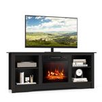 Giantex TV Stand with Fireplace - TV Cabinet with Adjustable Shelves, 18" Electric Fireplace, Remote, 3 Flame Brightness, Living Room TV Console Table Entertainment Center for TVs up to 65" (Black)