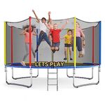 Let's Play® Imported Trampoline 14 Feet with Safety Net for Kids & Adults | Indoor & Outdoor Trampoline | Powerful Loading Capacity | Stainless Steel Frame & Legs Ladder Jumping