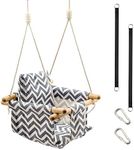 KINSPORY Toddler Baby Hanging Swing Seat Secure Canvas Hammock Chair with Soft Backrest Cushion - Installation Accessories Included