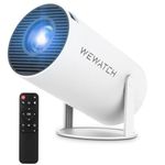 WEWATCH Truesmart Led Projector For Home 4K,1080P Support,Rotatable Design,5G Wi-Fi 6,Bt,Built-In Streaming Apps,6900L,Screen Mirroring,Auto&4D Keystone,720P Native 180° Portable Projector,White