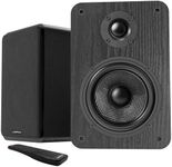 LONPOO Bluetooth Bookshelf Speakers, 60W Powered Speakers 1" Silk Domed Tweeter and 4" Woofer Record Player Speakers with Bluetooth/AUX-in/Optical/RCA (Black)
