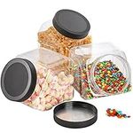 Frcctre 3 Pack Plastic Candy Jar with Lids, 98 Oz Clear Cookie Jar for Kitchen Counter, Wide Mouth Candy Buffet Containers Bulk-Food Storage Jar for Snacks, Dry Food, Cookies, Candy