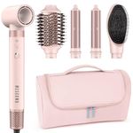 MESCOMB 5 in 1 High-Speed Hot Air Styler - Professional Blow Dryer Brush, Fast Drying Frizz-Free, Negative Ions, No Heat Damage - Curl, Volumize, Straighten with Travel Bag