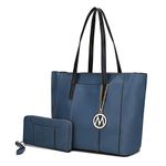 Nikkita Light Weight Tote Bag with Wallet by Mia K. Farrow Blue Size: L