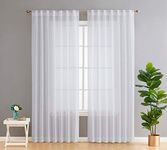 HLC.ME Lauren Semi Sheer Light Filtering Transparent Pocket Top & Back Tab Lightweight Window Curtains Drapery Panels Bedroom, Dining Room & Living Room, 2 Panels (54 x 72 Inch, White)