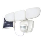 HALO Solar Outdoor LED Flood Light with 180 Degree Motion Sensor Flood & Security Triple Head Light 2000 Lumens White