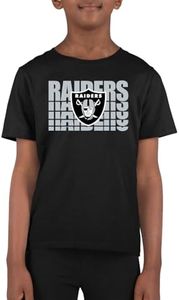 Team Fan Apparel NFL Youth Repeating Logo Football T-Shirt Unisex Tag Free Comfortable, Kids Boys Girls, Lightweight Soft (Las Vegas Raiders - Black, Youth Medium)