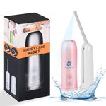 Oceanevo Refillable Portable Jet Spray for Toilet for Travel with Adjustable Nozzle and 2 x AAA Batteries Included , Handheld Portable Bidet Spray with High Low Spray Modes , Health Faucet - Pink