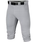 Penveer Knicker Style Adult & Youth Baseball Pants with Durable Snap Zip, Elastic Bottom Mens & Boys Baseball Pants, Grey, Large