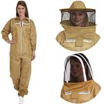 Natural Apiary - Zephyros 3 Layer Ventilated Beekeepers Suit - Includes 2 x Non-Flammable Veils (Round & Fencing), Stay Cool with Superb Sting Protection for Professional & Beginner Beekeepers