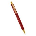 Merangue Sparkly Retractable Ballpoint Pen with Gold Accents, Medium, 1.0mm, Black Ink, Red, 38Q1-1692-70-000