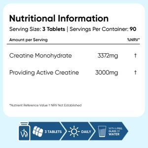 Creatine Monohydrate Tablets 3000mg – 270 Count