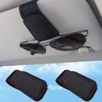 2 Pcs Sunglasses Holders for Car Visor,Car Magnetic Glasses Holder Leather Sunglasses Clip and Ticket Card Clip Suitable for Car Interior Visor and Different Size Eyeglasses. (carbon fiber/2Packs)