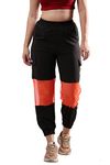 The Dance Bible Women's Regular Fit Polyester Blend Joggers (Women_Jogger_DP08_Black, Orange_S)