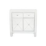 SEI Furniture Southern Enterprises Mirage Mirrored Cabinet, Wood, Silver, 2-Drawer