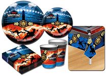 Deluxe Wrestling Theme Party Supplies Set for 20 People, Includes 20 Large Plates, 20 Small Plates, 20 Napkins, 20 Cups & 2 Table Covers - Perfect for the Match or Birthday (82 Pieces Total)