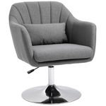 HOMCOM Swivel Accent Chair for Living Room Contemporary Vanity Armchair with Adjustable Height Thick Cushion Lumbar Support Armrest for Bedroom Office Dark Grey