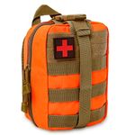 BITUOR Tactical First Aid Pouch, Survival Utility Bag, Empty Trauma Bag, Emergency Survival First Responder Medic Bag, Tactical MOLLE Pouch, Small General Utility Pouch, Nylon First Aid Bag (Orange)