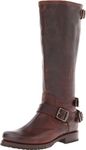 FRYE Women's Veronica Back-Zip Boot, Dark Brown Antique Pull-Up, 9 M US