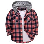 Long Sleeve Shirts for Men, Fashion Plaid Button Down Shacket Jackets Casual Loose Checkered Tee Shirt with Pockets Pink