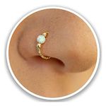 Gold Nose Ring - white Opal piercing Hoop 20 gauge - Tiny Piercings Nose Rings hoop - Opal nose hoops - Thin Nose Hoop - White opal piercing