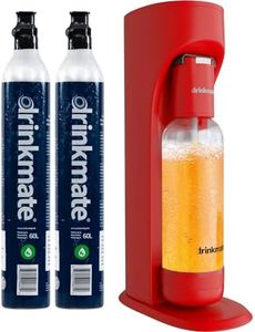 Drinkmate OmniFizz Sparkling Water and Soda Maker, Carbonates Any Drink Not Just Water, Fizzy Drink Maker, Water Carbonator, Sparkling Water Machine, 2x 60L CO2 Cylinder Included, Royal Red