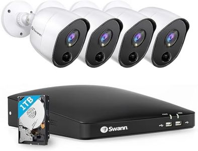 Swann Home DVR Security Camera System with 1TB HDD, 8 Channel 4 Camera, 1080p Full HD Video, Indoor or Outdoor Wired Surveillance CCTV, Heat and Motion Detection, 845804