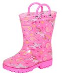 ScruffyTed Kids Wellington Boots With Pull On Handles Pink Unicorn 7 UK Child