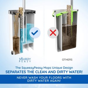 SqueezyPeasy Flat Mop and Bucket Set – 3-Chamber, 5 Microfibre Pads, 360° Rotating Head