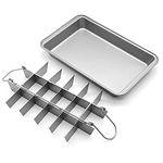 BESUNTEK Brownie Pan, Stainless SteelNonStick Square Cake Pans with Removable Divider 18 Pre-Slice Brownie Baking Tray for Oven Baking, Brownie Bites (Silver)