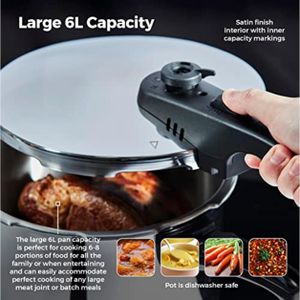 Tower 6L Pressure Cooker – Silver Stainless Steel