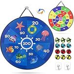 Children's Velcro Dartboard, Foldable Double-Sided Toy Dartboard with Animal Motifs and Numbers Including 12 Sticky Balls, Dart Throwing Game Board for Young and Old Boys Girls, 66 cm