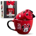 Disney Mug and Socks Gift Set for Women, Calf Socks and Ceramic Mug - Womens Gifts (Red Minnie)