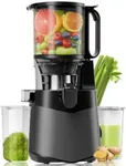 Cold Press Juicer, 5.3" Extra Large Feed Chute Fit Whole Fruits & Vegetables, 350W Slow Masticating Juicer Machines, Easy to Clean, High Juice Yield（Grey）