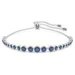 Swarovski Emily bracelet, Mixed round cuts, Blue, Rhodium plated