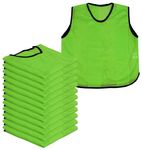 A2Z 12 Pack Sports Training Mesh Bibs Lightweight Comfortable - Sports Bibs Green 12 Pack 9-14