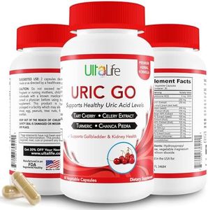 #1 URIC GO Uric Acid Cleanse Support Supplement + Tart Cherry, Chanca Piedra, Cranberry, Turmeric & Celery Seed Capsules - Detox to Flush Buildup & Supports Joint Pain Relief, Flare-Ups & Inflammation