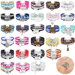 Huquary 27 Pcs Friendship Bracelets Vintage Braided PU Leather Bracelet Multicolor Multilayer Hand Woven Wristbands Adjustable Hippie Bracelets for Women Men Punk Cuff Wrap Bracelets