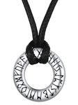 Norse Viking Circle Rune Pendant Necklace Braided Leather Rope Chain Necklaces for Men Women Nordic Mythology Jewelry