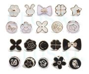 THECLOUDMALL® 20 Pcs Women Shirt Brooch Pins, Mini Cover Up Enamel Safety Lapel Pins, Buttons Sweater Shawl Clips for Coat Dress Clothes Decoration (Black and White)