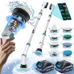 Zordin Electric Spin Scrubber 1200RPM 2 Battery, 21V Power Scrubber for Bathroom, 50''Cordless Electric Scrubber for Cleaning with 8 Brushes, Electric Cleaning Brush for Tub Floor, Pool, Bathtub