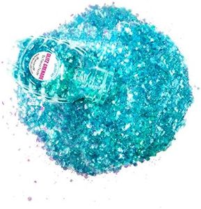 Neva Nude Face and Body Glitter Keychain - Chunky Loose Glitter for Festivals, Raves, and More | Cosmetic Grade | Super Sparkly (Lullaby Sky Iridescent Holographic Blue Glitz Grenade)