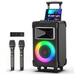 JYX AN20 Karaoke Machine with 2 Wireless Microphones,Bluetooth PA System with 10'' Subwoofer,Vocal Cut,Sound Effects,LED Lights,Treble/Bass Adjustment