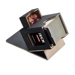 Mage Tech Commander Deck Box for MTG - Patented Design, Commander Display, Fits 100 Double-Sleeved Cards, 35pt Magnetic Card Holder & Dice Tray - Black/Pale Gold