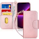 FYY Case for iPhone 13 Pro Case 6.1", [Kickstand Feature] Luxury PU Leather Wallet Case Flip Folio Cover with [Card Slots] and [Note Pockets] for iPhone 13 Pro 5G 6.1" Rose Gold