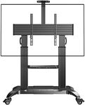 Perlegear Rolling TV Stand for 55-100 inch Flat or Curved TVs up to 200 lbs, Aluminum Heavy-Duty Mobile TV Cart with Wheels, Adjustable Height Mobile TV Stand Max VESA 1000x600mm, PGTVMC12