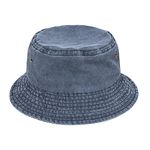 TOSKATOK Pure Washed Cotton Bucket hat UV Sun Protection Breathable Beach Holiday Travel Hat-DENIM-60