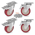 YOOGAA 3" Swivel Caster Wheels Heavy Duty Caster with Safety Dual Locking Caster Wheels Set of 4 with Brake Total Capacity 1000lbs