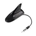 Eightwood Shark Fin Antenna FM AM Radio Signal Roof Style Universial Car Stereo Antenna DIN Adapter with 17cm Extension Cable for Most Cars Waterproof (Black)